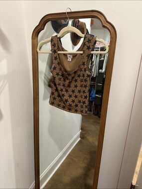 Star Print Scoop Neck Tank Top - Brown/Black BDG medium